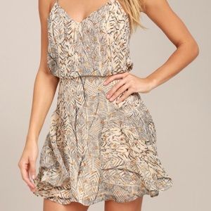 Lulus Tanis Beige Skater Dress